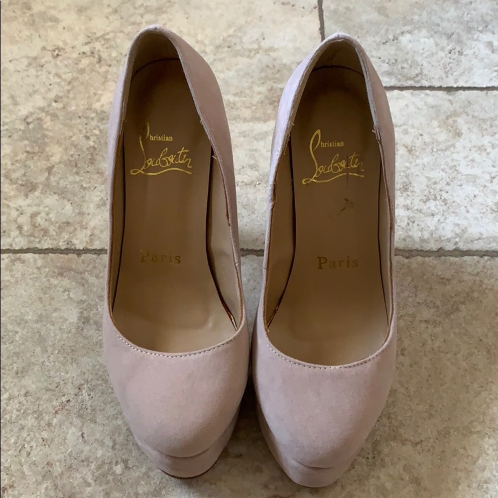 Knock Off Christian Louboutin Nude Suede Heels